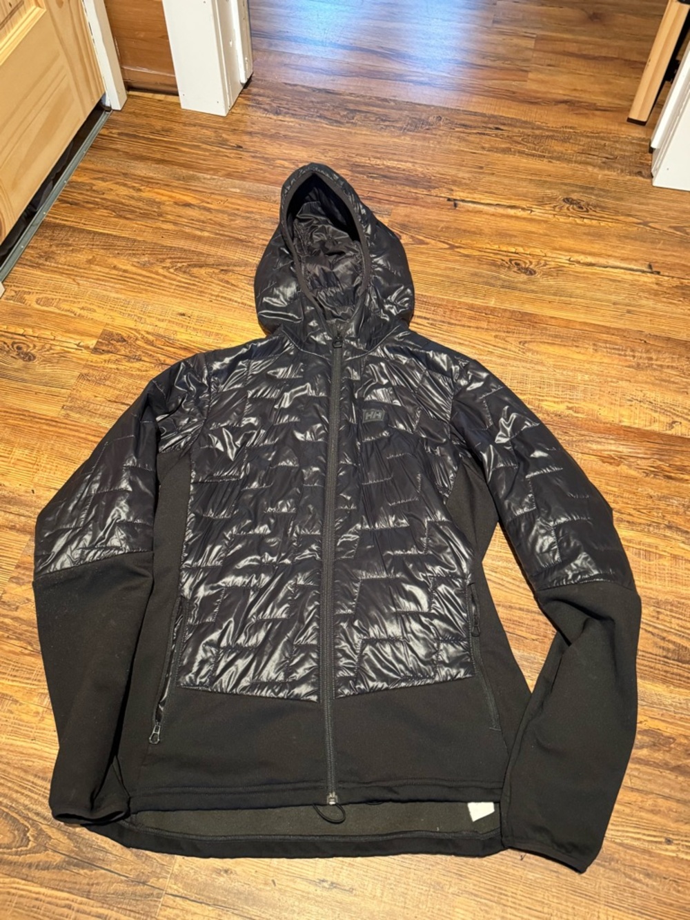 Helly Hansen Black Hooded Hybrid Performance Jacket. Size L